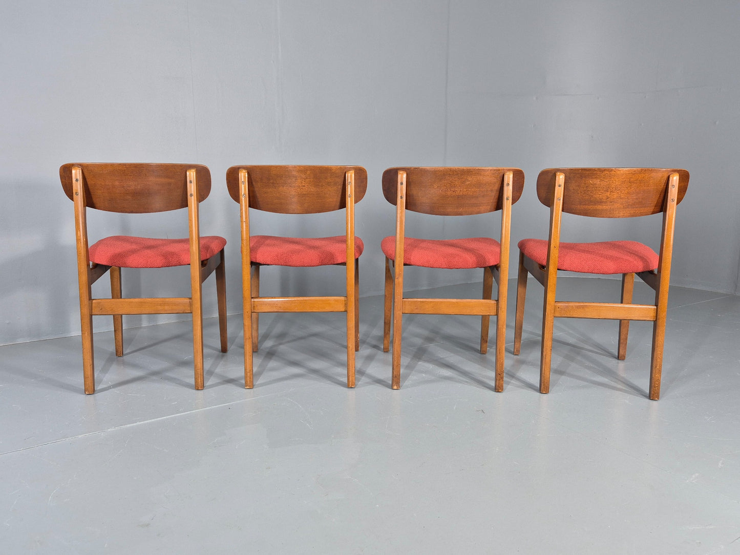4 Vintage 1960s Dining Chairs, Beech and Teak Frames With New Upholstery EB11889