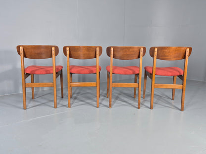 4 Vintage 1960s Dining Chairs, Beech and Teak Frames With New Upholstery EB11889