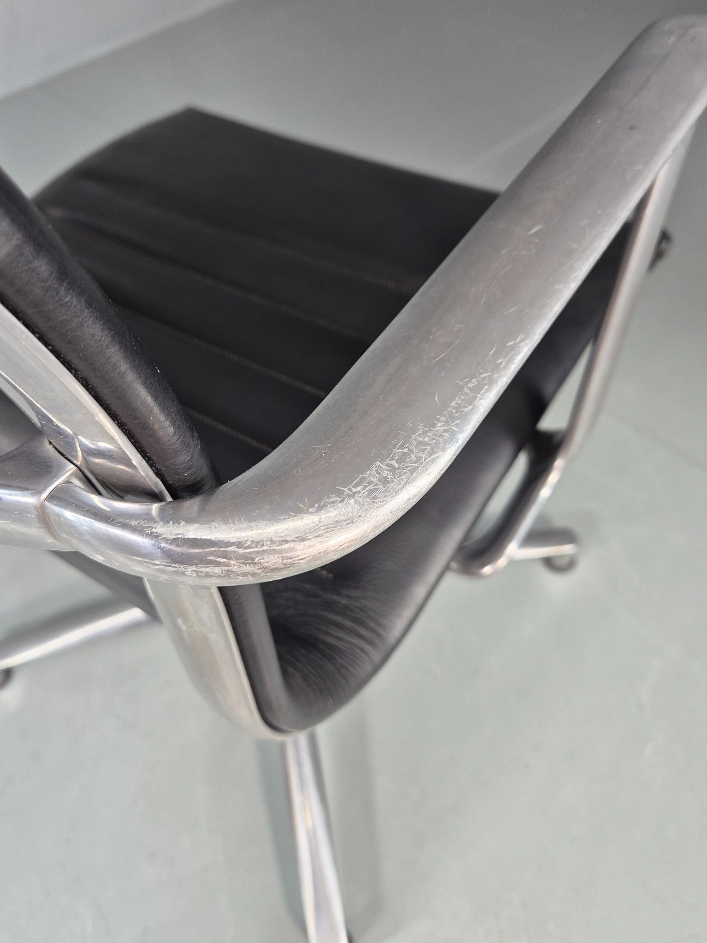 Vintage ICF Eames Style Office Chair Leather and Aluminium EB12242