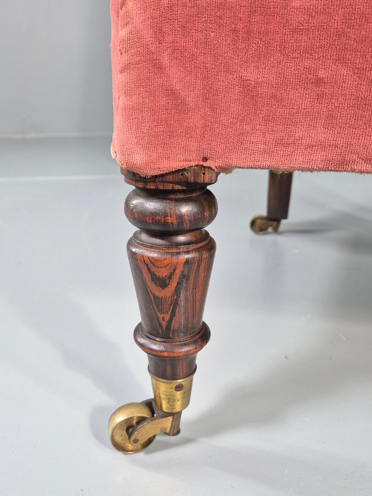 Antique Prayer or Slipper Chair Hot Pink Velvet Velour Upholstery 1900s EB12456