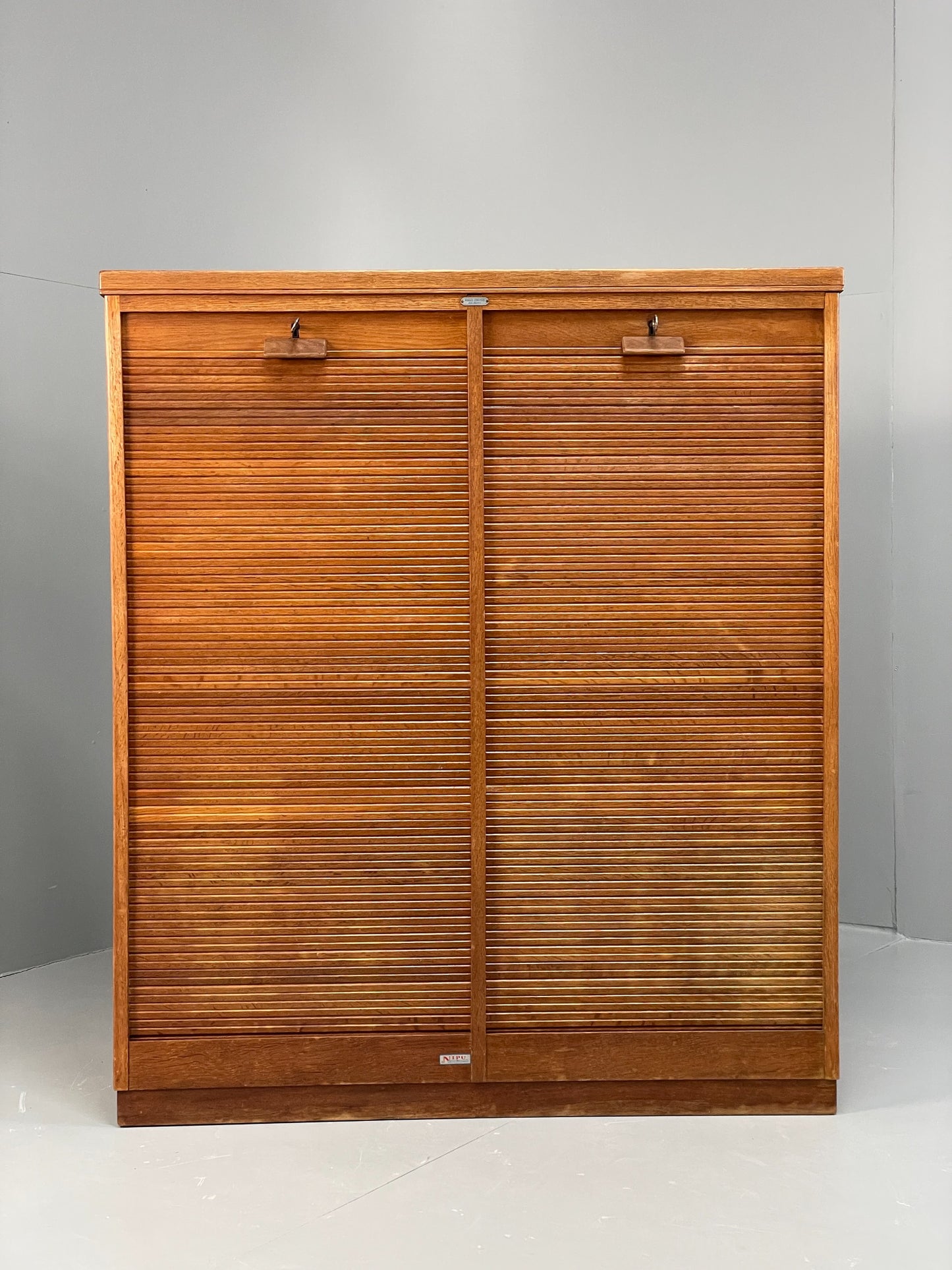 Vintage Tambour Fronted Cabinet 1950s Danish By NIPU Drawers Art Storage EB12330