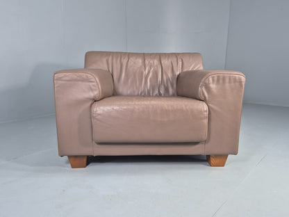 Modern Design Leather Armchair Taupe leather Upholstery Quality Build EB12479