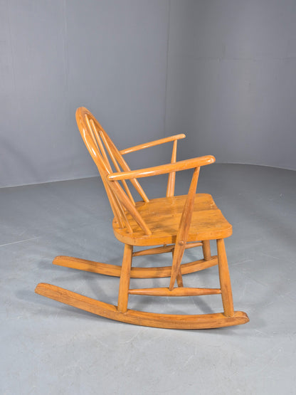 Vintage Ercol Rocker Blonde Wood Blue Badge 1960s Retro EB12308