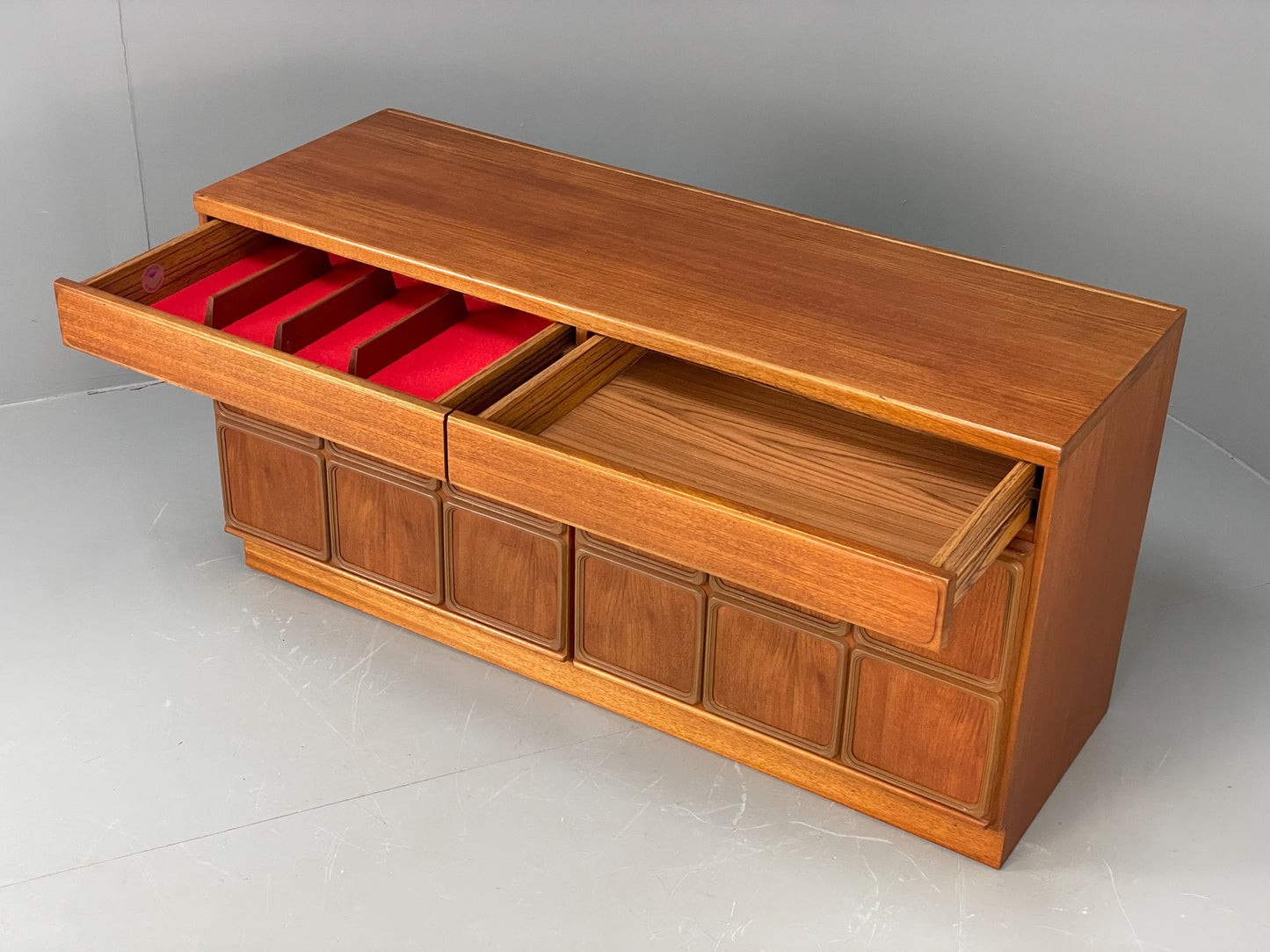 Vintage McIntosh Teak Sideboard 1970s Retro Drawers Squares Shelves EB12193
