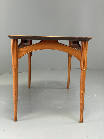 Vintage 1940s Coffee Table Swedish Flamed Mahogany Carved Legs EB11965