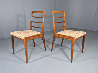 2 Vintage McIntosh Dining Chairs Teak frames Floral Upholstery 1960s EB12862