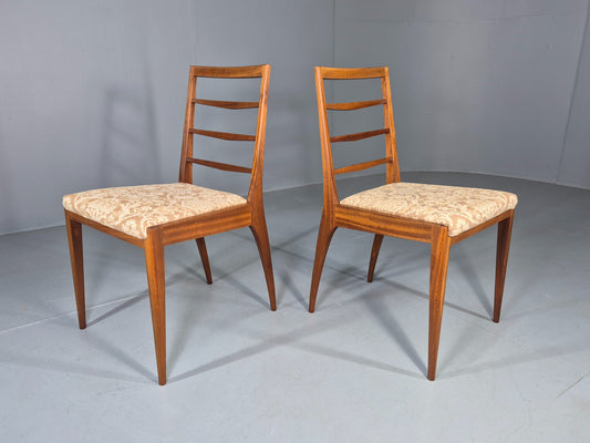 2 Vintage McIntosh Dining Chairs Teak frames Floral Upholstery 1960s EB12862