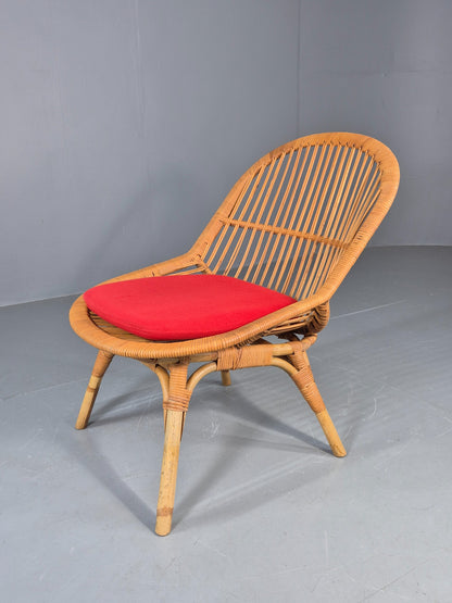 Vintage 1970s Cane Tub Chair New Cushion Retro EB12267