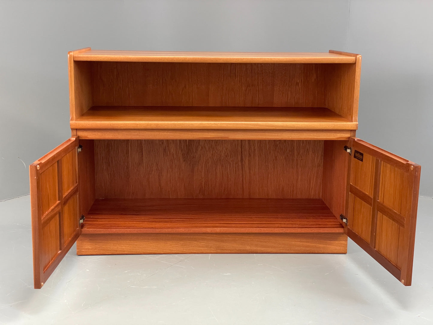Vintage Teak Media Unit Tv Nathan Squares Design Retro EB11973