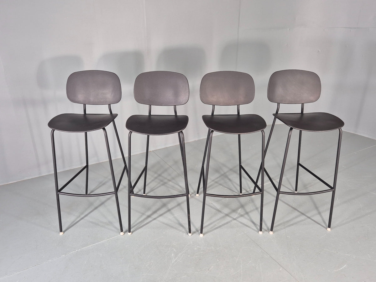4 Tondina High Stools Infiniti Italian Design Black Plastic Pop Model  12998