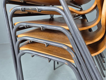 10 Vintage Stacking Chairs Industrial Danish Design Bent Ply Retro MCM EB12658