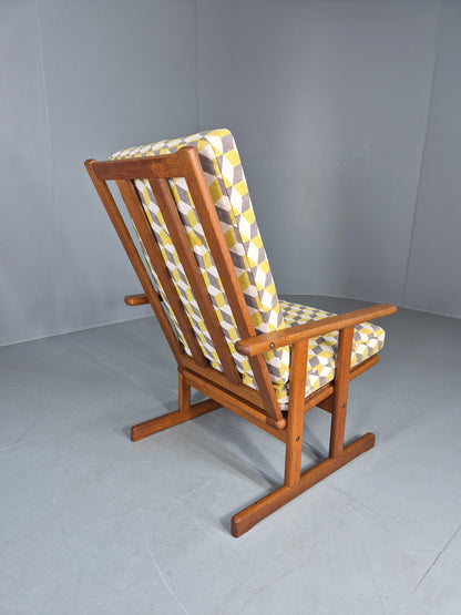 Vintage Mid Century Oak Lounge Chair Jorgan Baekmark Design New Upholstery 12042