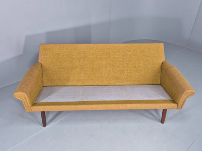 Vintage Danish 3 Seater Sofa 1960s Mid Century Retro Muted Yellow Green EB12541