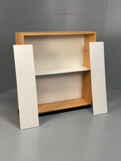 Vintage 1980s Beech Bookcase White Vinyl Base Adjustable Shelving Retro EB13170