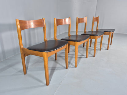 4 Vintage 1960s Dining Chairs Beech Frames Vinyl Seats Retro Mid Century EB12523