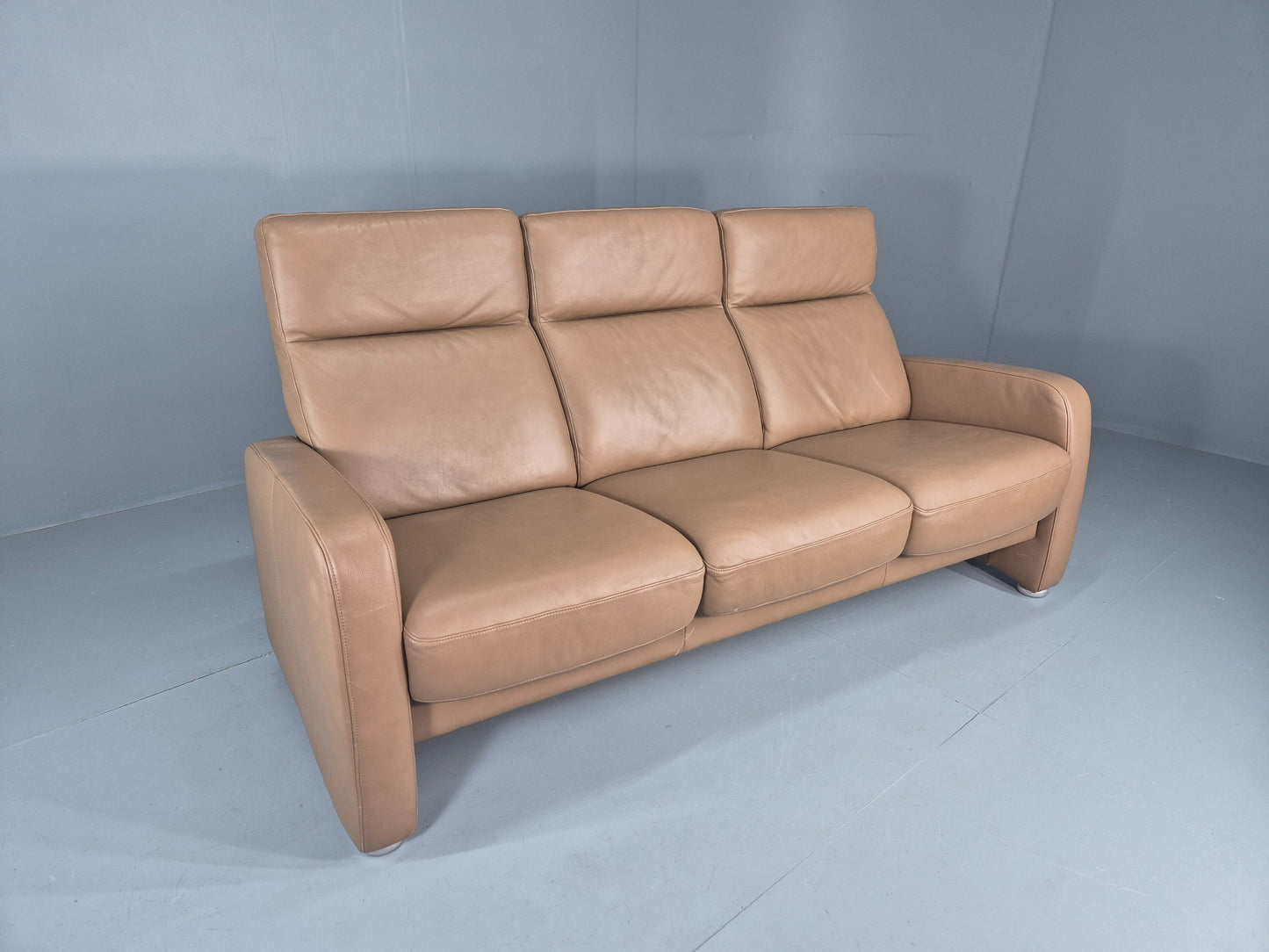 Vintage 3 Seater Leather Sofa Ergoline 1990s Retro Quality Modern Design EB11001