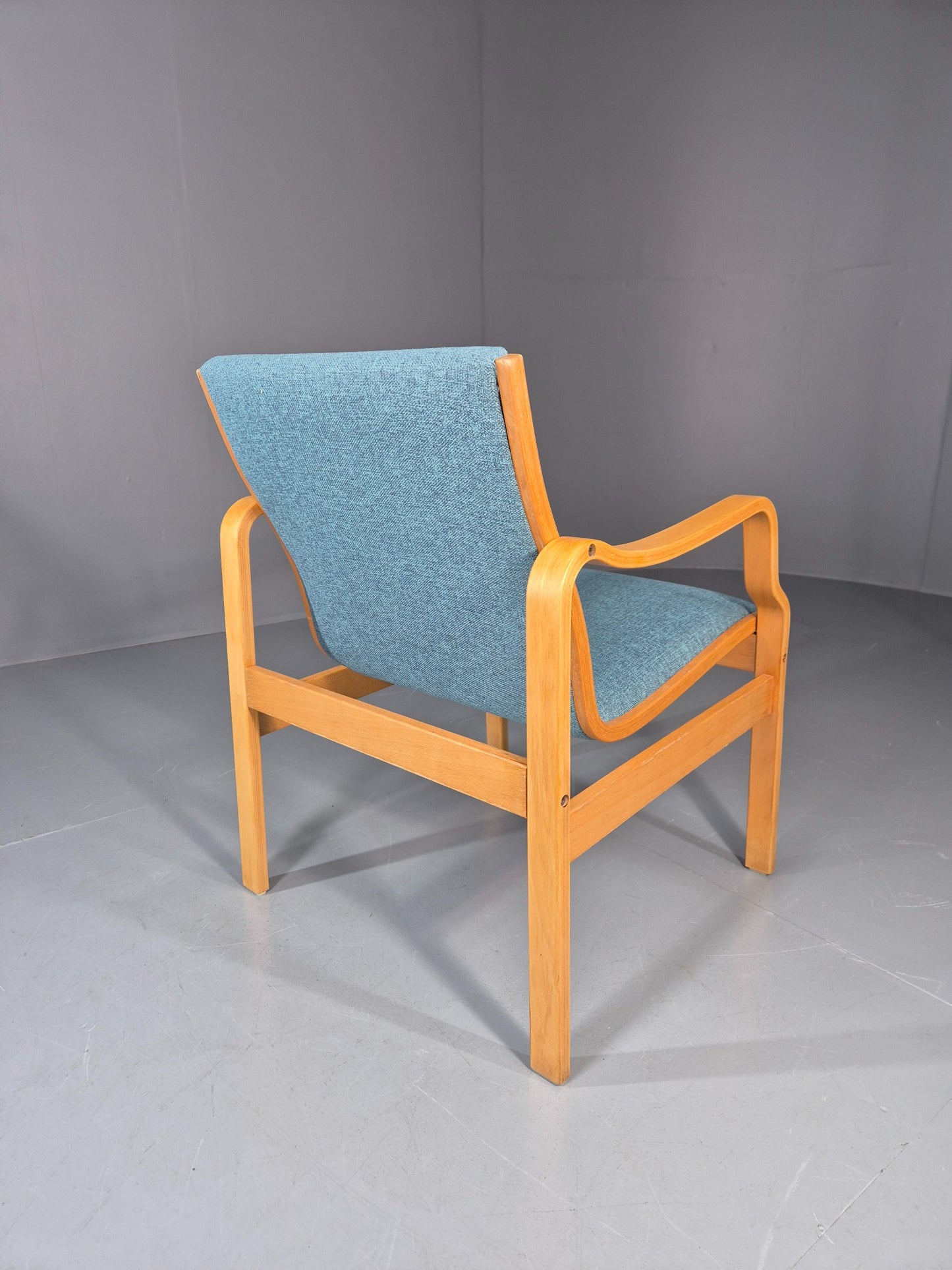 Vintage Farstrup Mid Century Chair New blue Upholstery Bentwood Frame EB11211