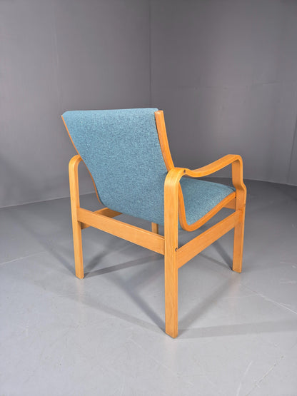 Vintage Farstrup Mid Century Chair New blue Upholstery Bentwood Frame EB11211