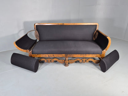 Vintage Danish Drop End Sofa Baroque Revival 1920s Antique Carved Wood EB12756