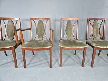 6 Vintage G Plan Teak Dining Chairs X Frame Green Seats 1970s Retro EB12260