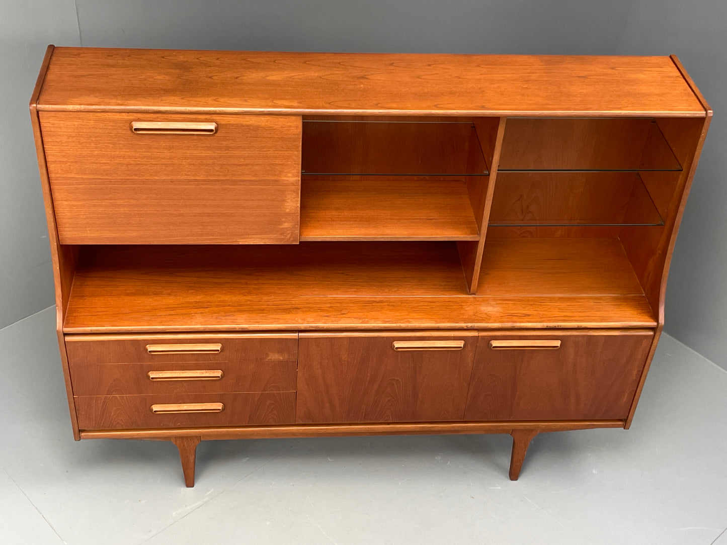 Vintage McIntosh Teak Highboard Wall Unit Shelving 1970s Retro Drawers EB12290