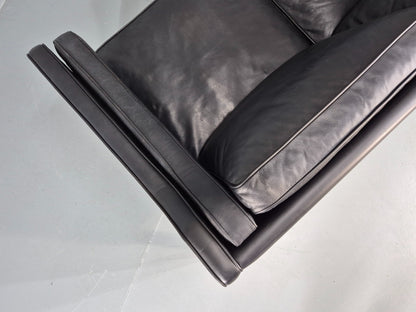 Vintage Danish 3 Seat Sofa Black Leather Danish  Mogensen 1980s Retro EB12406