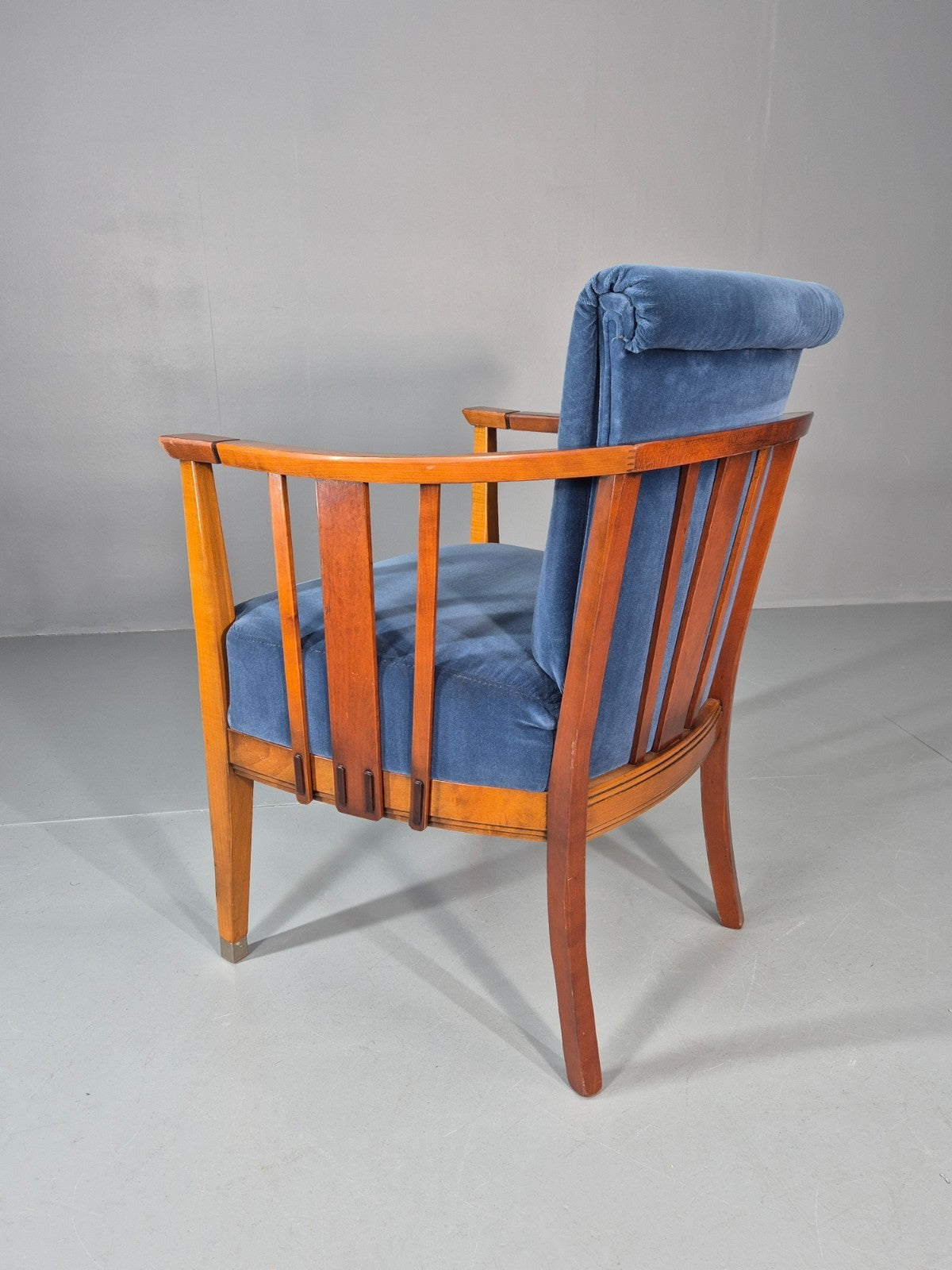 6 Art Deco Style Elbow Chairs Scandinavian Modern Blue Velvet   EB10935 VDIN