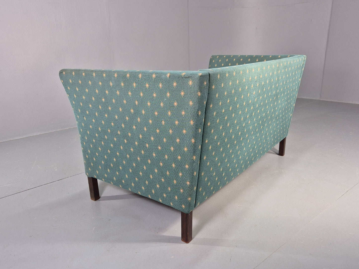 Vintage Danish Mid Century 2 Seater Sofa 1980s Retro Green EB12539