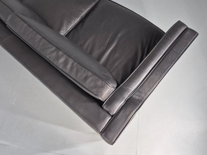 Vintage 3 Seater Sofa Black Leather Mogensen Shape 1980s Retro MCM EB12385
