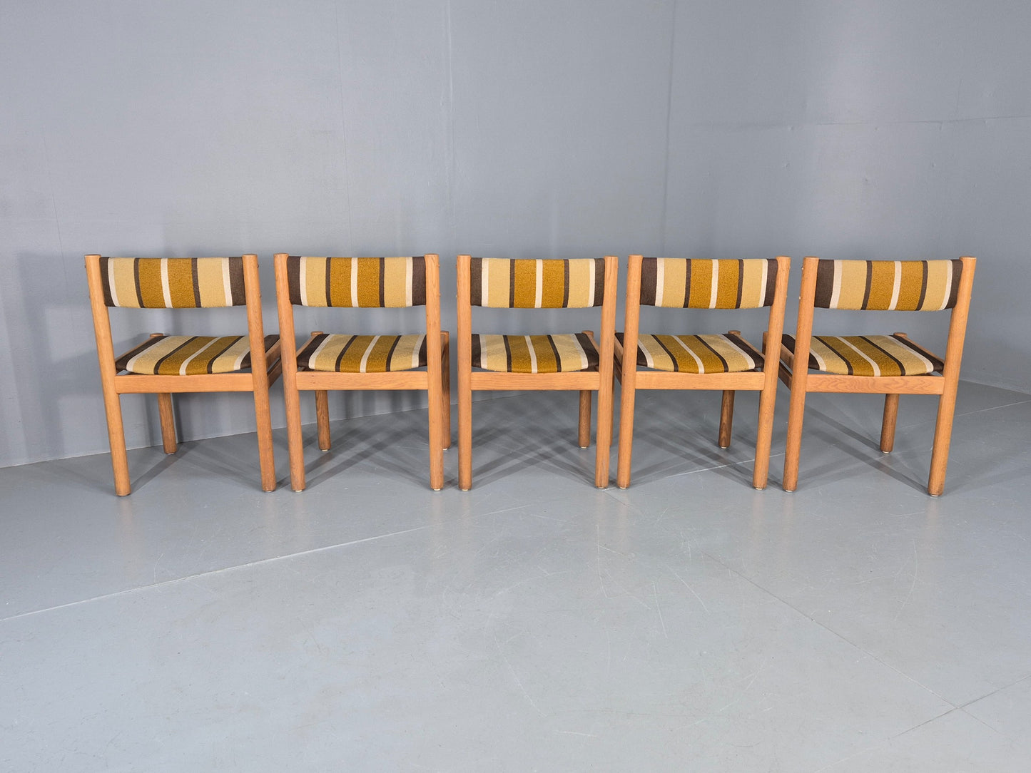 5 Vintage Mid Century Danish Dining Chairs Beech Oak 1970s Retro EB12150