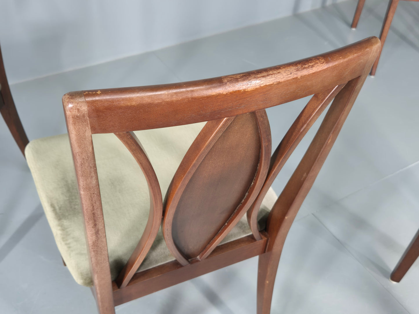 6 Vintage G Plan Teak Dining Chairs X Frame Green Seats 1970s Retro EB12260