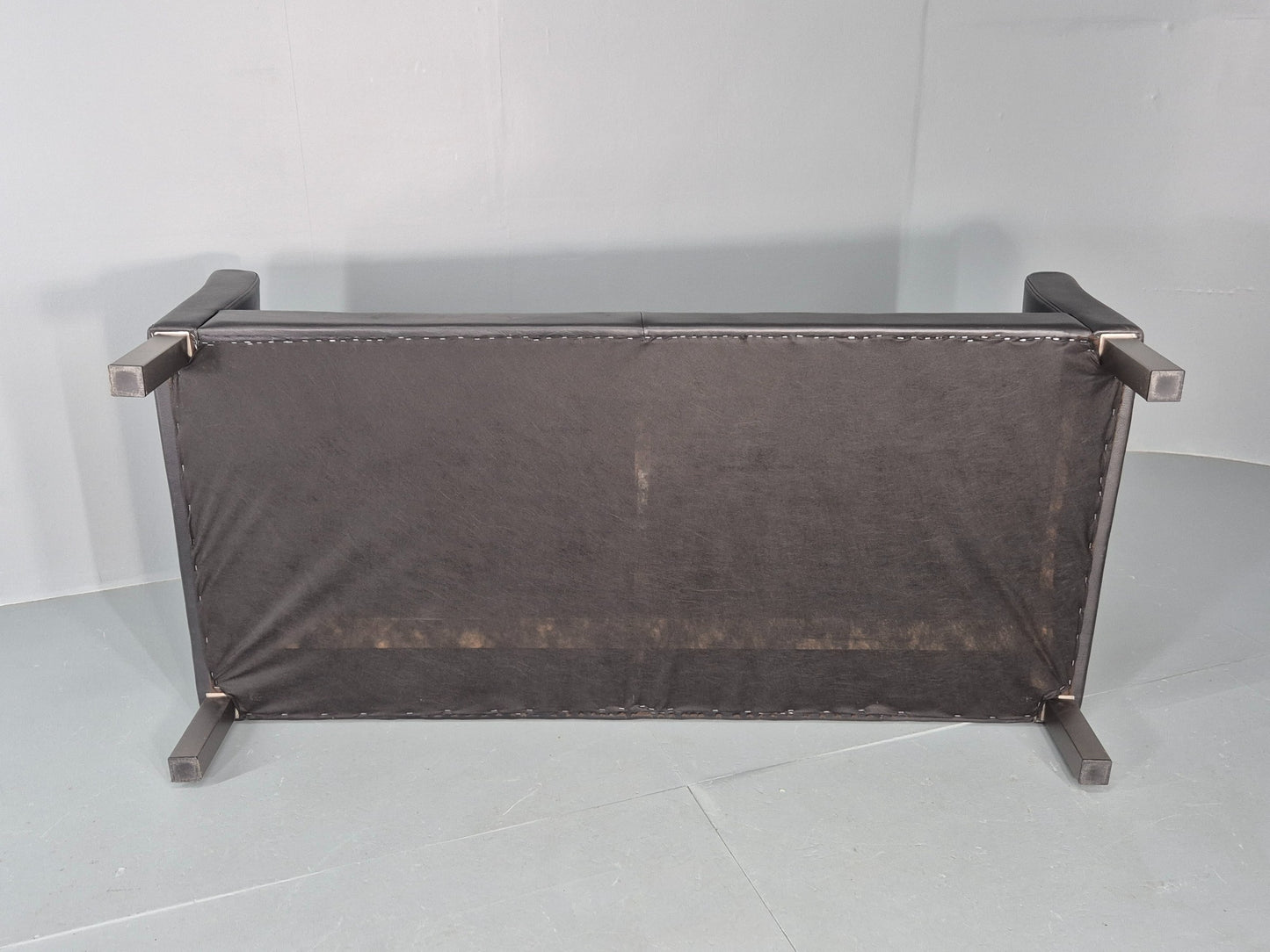 Vintage Stouby 2 Seater Sofa Black Leather 2000s Retro MCM  Quality EB12435