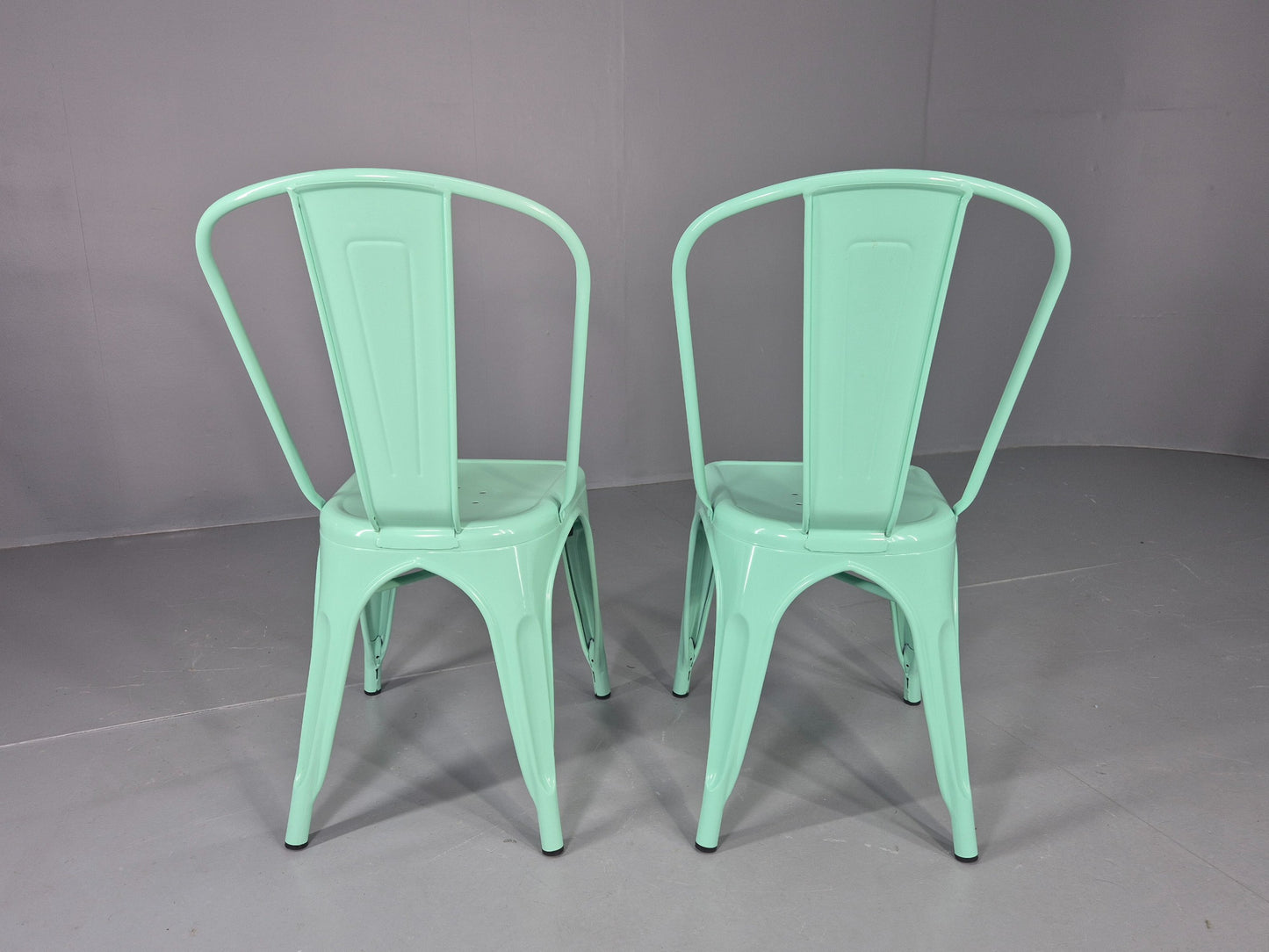 8 Mint Green Tolix Stlye Stacking Chair VG Condition Vintage Industrial EB12578