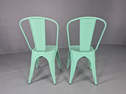 8 Mint Green Tolix Stlye Stacking Chair VG Condition Vintage Industrial EB12578