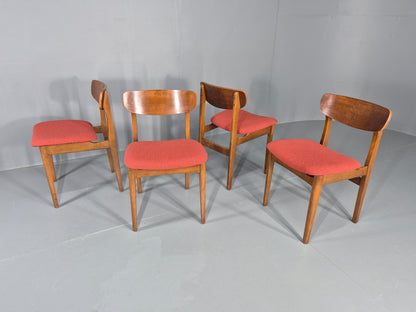 4 Vintage 1960s Dining Chairs, Beech and Teak Frames With New Upholstery EB11889