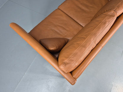Vintage 3 Seater Sofa Danish Mid Century Skippers Tan Leather Retro  EB10530