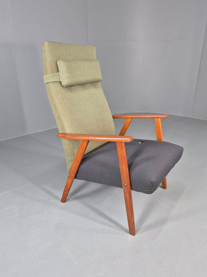 Vintage Mid Century Danish Lounge Chair Teak Frame High Back 1960s Retro EB12125