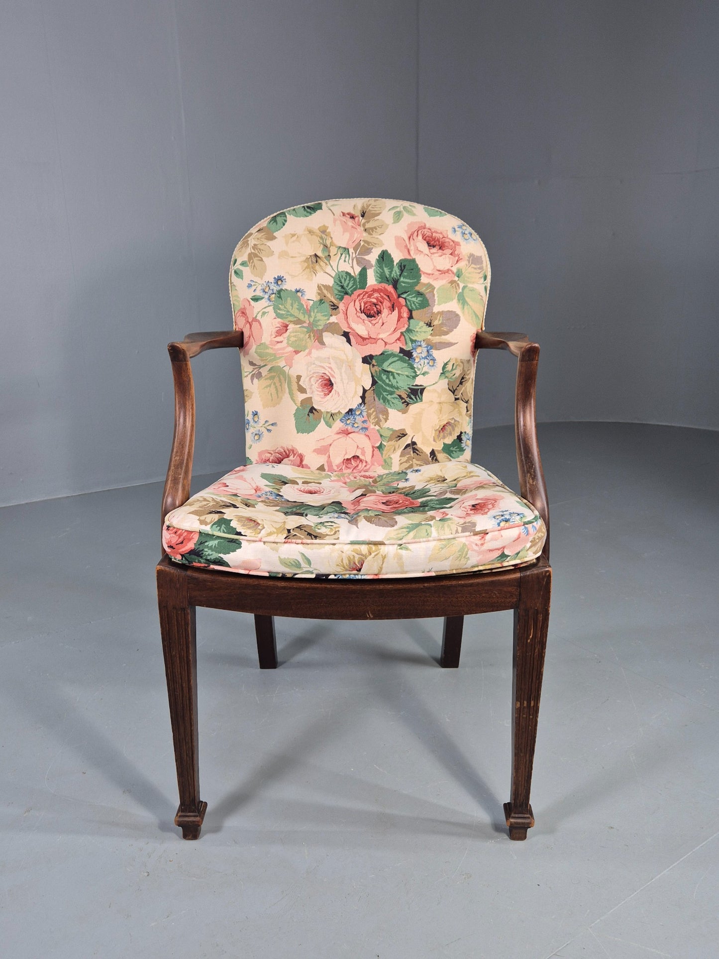 Vintage Parker Knoll Armchair in Floral Cotton Print 1950s Retro EB12536