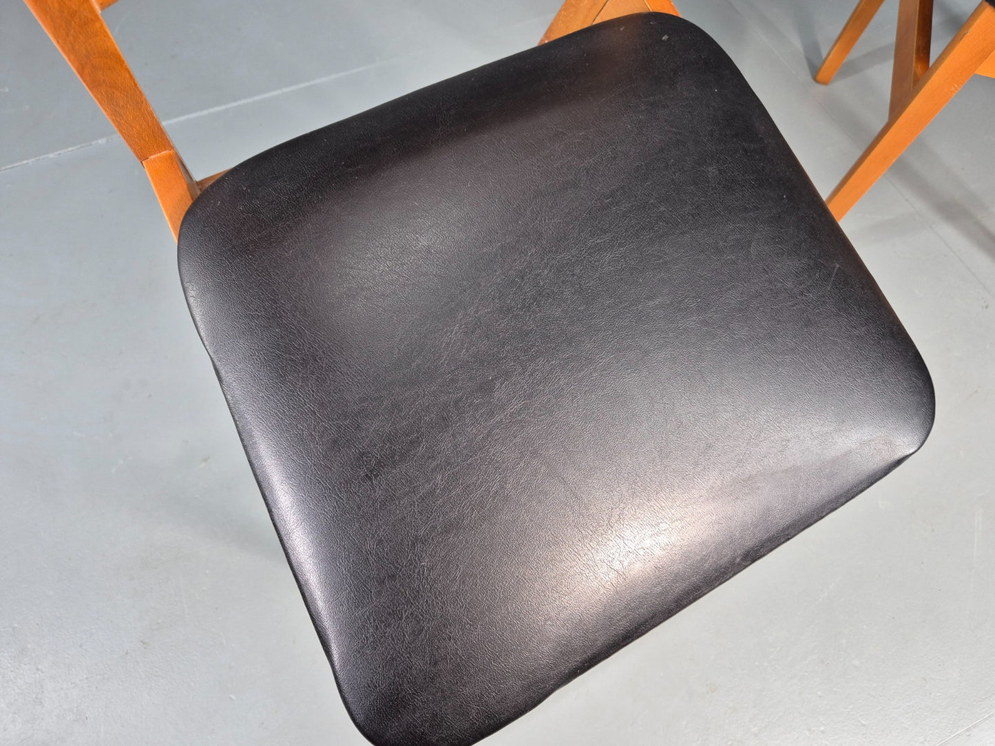 2 Vintage Mid Century Dining Chairs Beech Vinyl 1960s Retro  EB12255