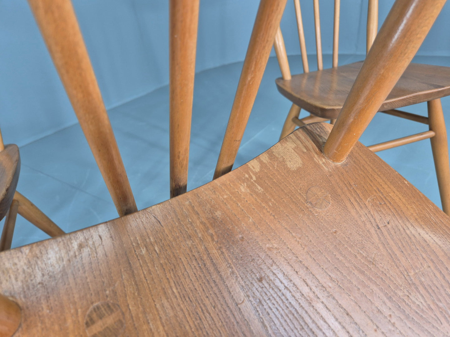 4 Ercol 391 Dining Chairs in Blonde Wood 1960s Retro MCM EB12549