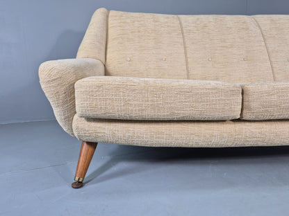 Vintage Mid Century 3 Seat Sofa 1950s Design British Cream Upholstery EB13057