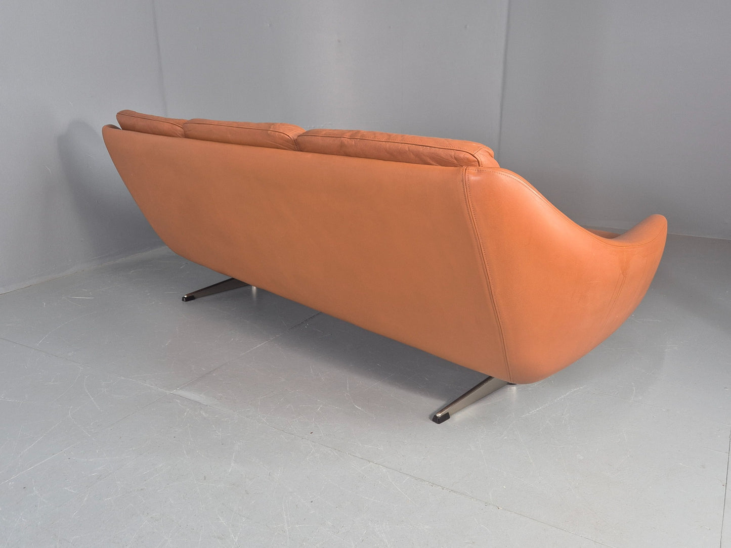 Vintage 3 Seater Sofa Tan Leather Danish 1960s Edmund Jorgensen Design EB12226