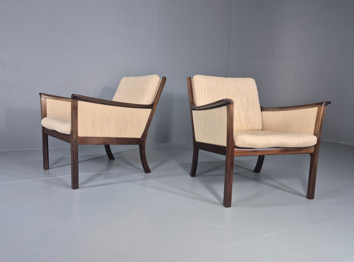 2 Vintage Ole Wanscher Mid Century Lounge Chairs P Jeppesen 1960s Retro EB12319
