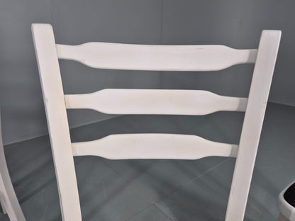4 Vintage Kitchen Chairs 1960s Retro Black Vinyl and White Painted EB12584