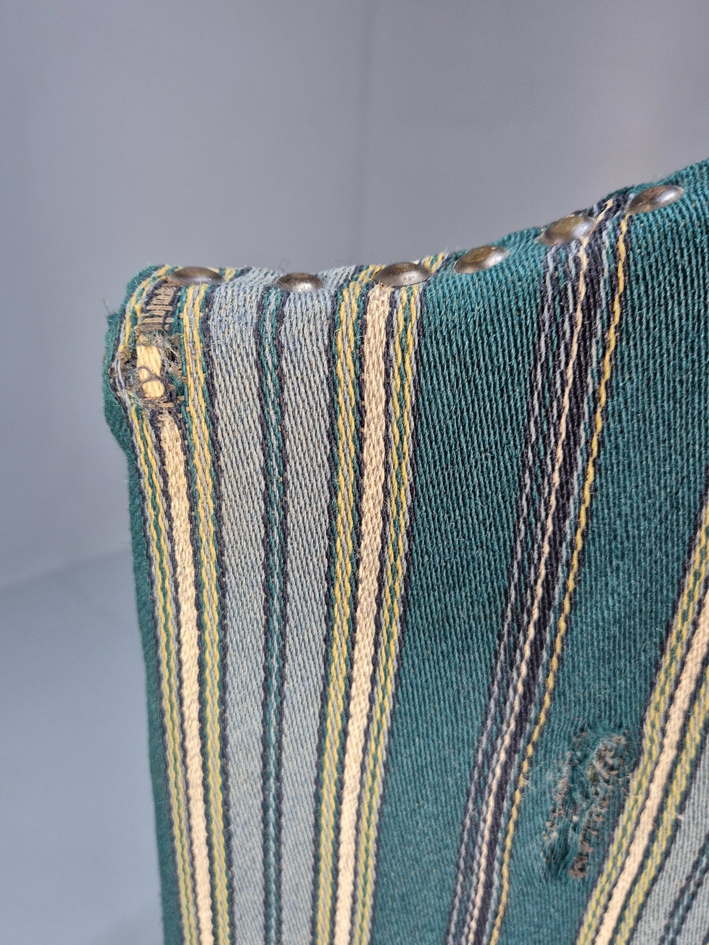 Baroque Style Throne Armchair Oak Frame Wool Stripe Upholstery EB08988
