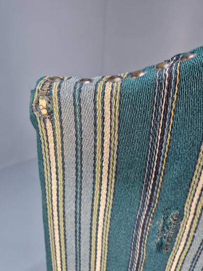 Baroque Style Throne Armchair Oak Frame Wool Stripe Upholstery EB08988