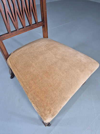 Vintage Arts and Crafts Low Chair Antique 1900s Oak Frame Eb12586