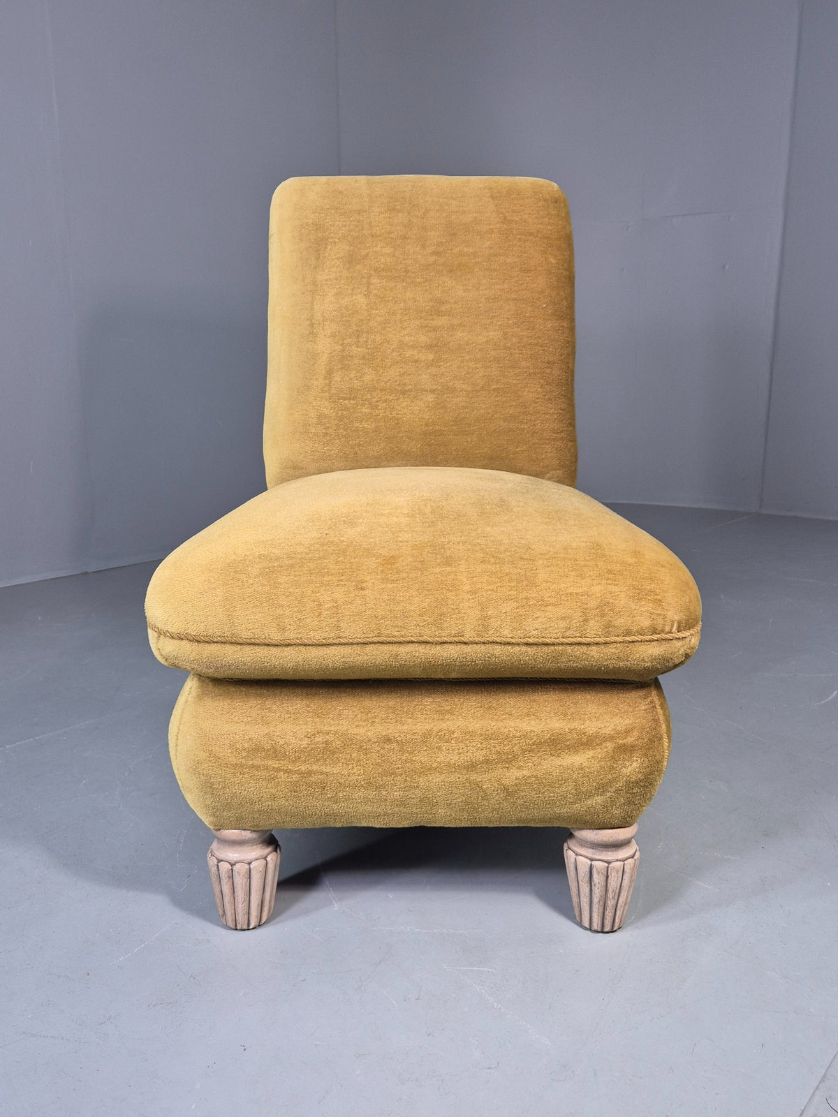 Vintage Danish Cocktail Chair 1930s Gold Velour on Fluted Legs  EB12680
