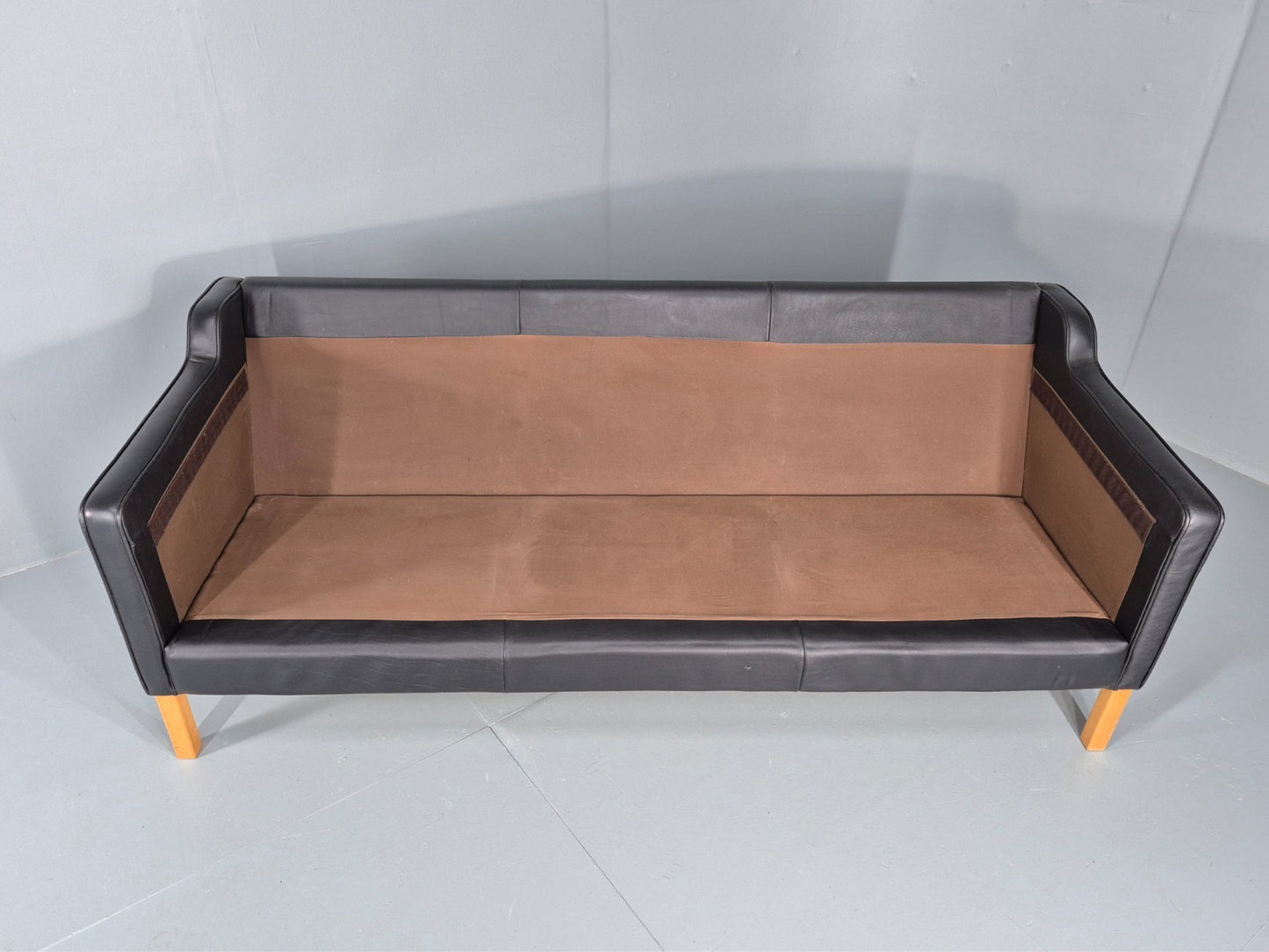 Vintage Danish 3 Seat Sofa Black Leather Mid Century Retro  EB10470 M3SS
