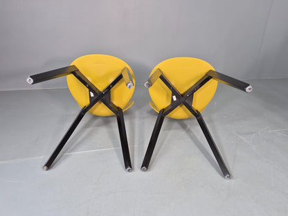 6 Calligaris Dining Chairs Model Basil Yellow Wood Base Modern Design EB12874